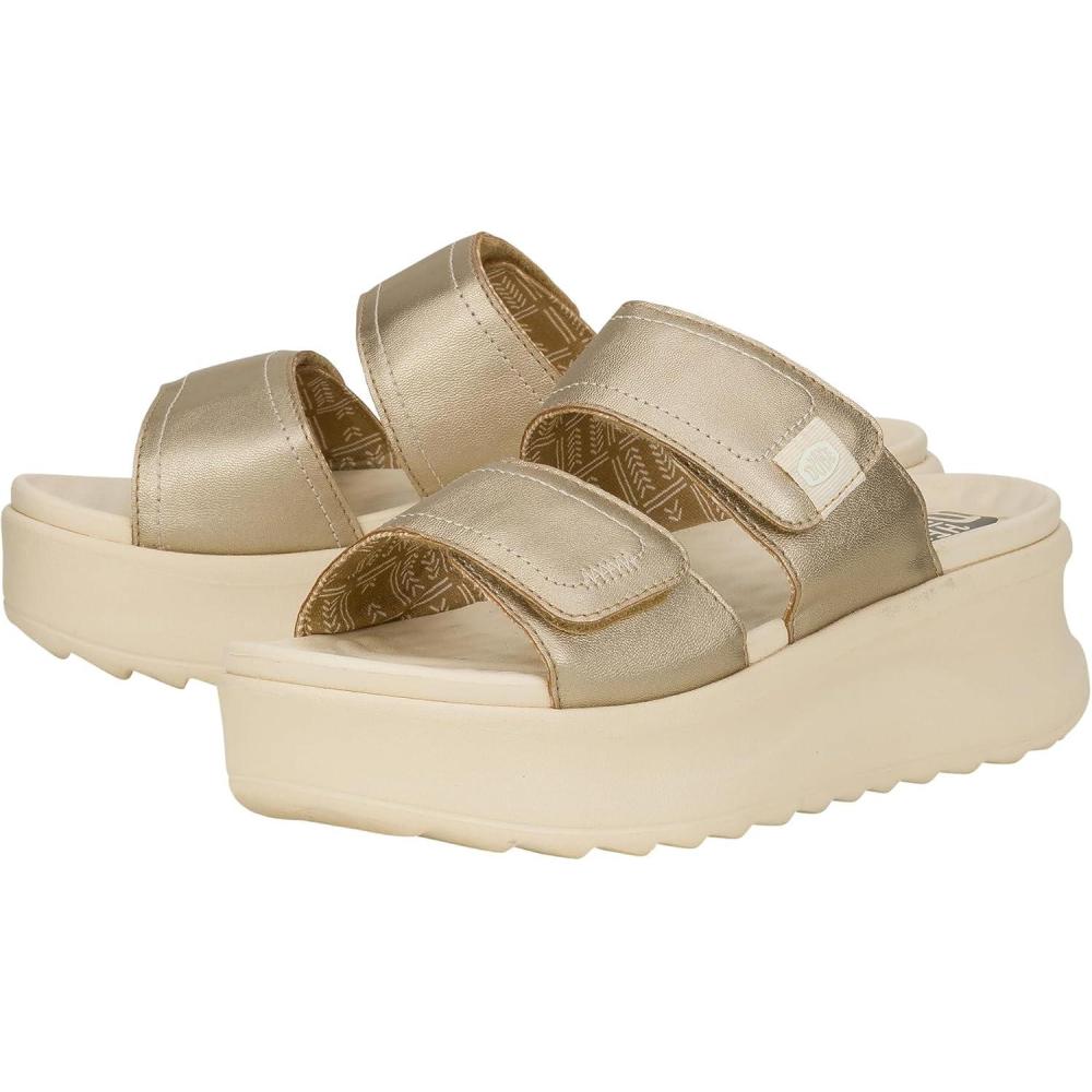 imageHey Dude Delray Slide Classic  Sandals for Women  Textile and Synthetic Upper  Cotton Lining  EVA OutsoleChampagne