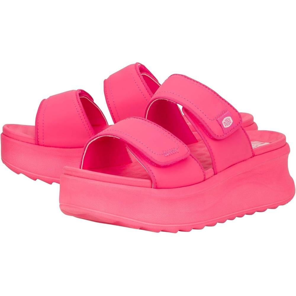 imageHey Dude Delray Slide Classic  Sandals for Women  Textile and Synthetic Upper  Cotton Lining  EVA OutsoleElectric Pink