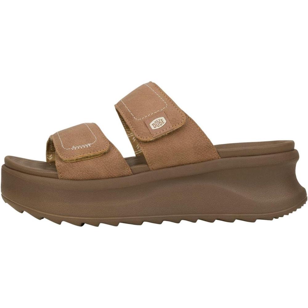 imageHey Dude Delray Slide Classic  Sandals for Women  Textile and Synthetic Upper  Cotton Lining  EVA OutsoleTobacco Brown