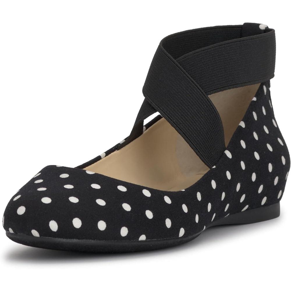 imageJessica Simpson Womens Mandalaye Ballet FlatBlackWhite Polkadot Print