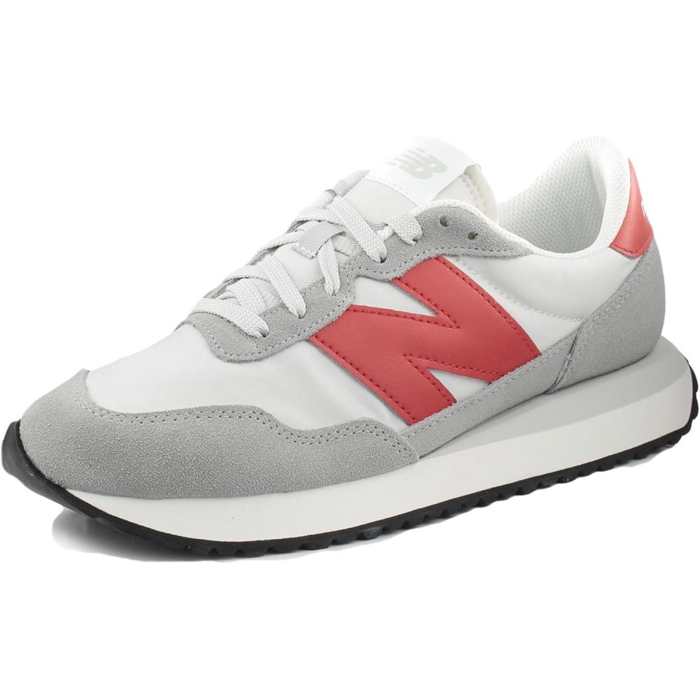 imageNew Balance Mens 237 V1 Classic Road Running ShoeConcreteGrey MatterTrue Red