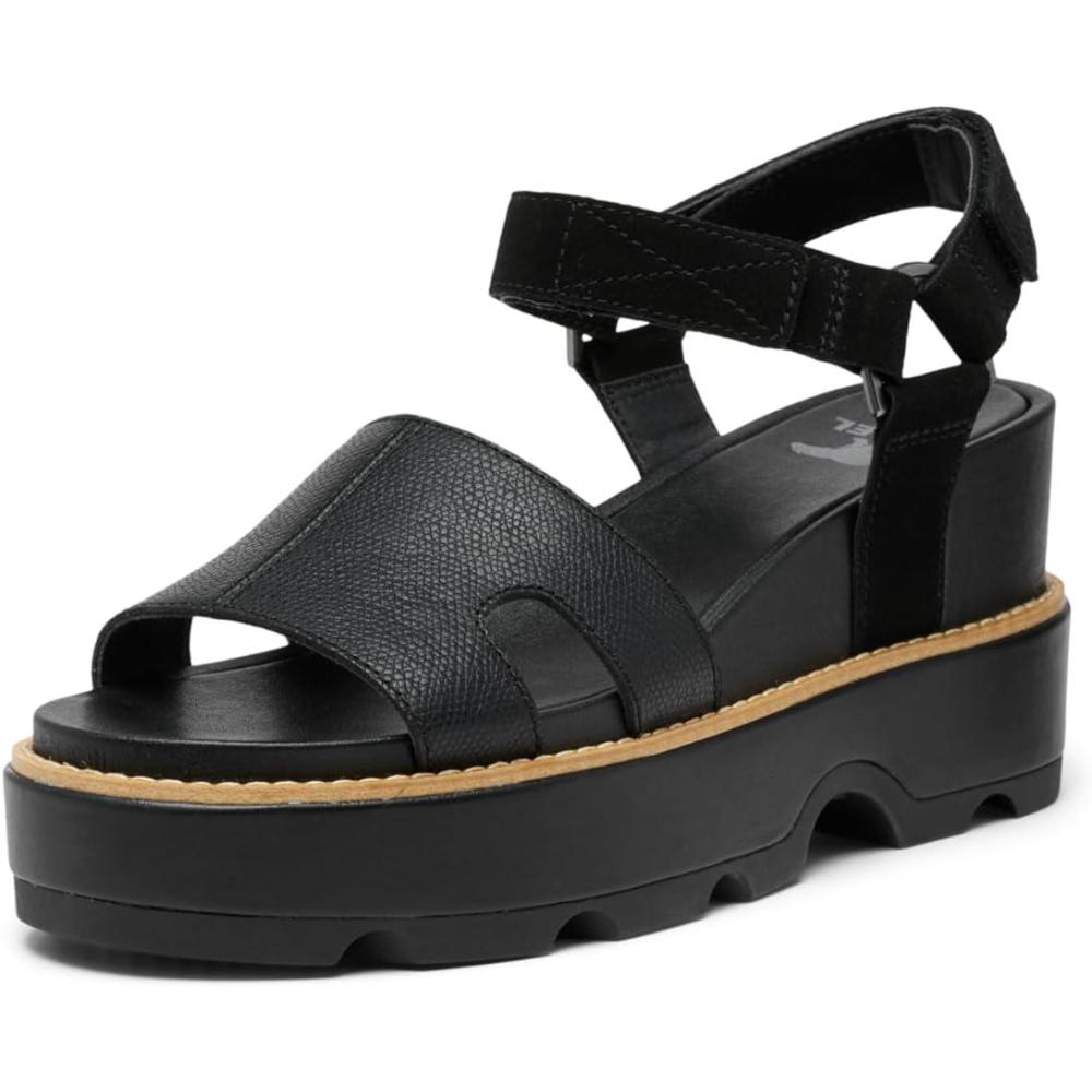 imageSorel Womens Joanie lV Ankle Strap Wedge SandalsBlack  Black