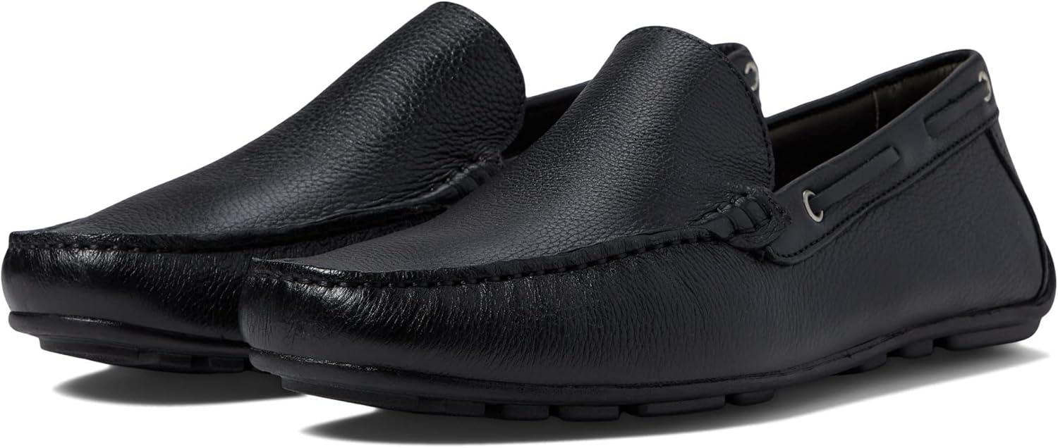 imageMens Genuine Leather Casual Slip On Venetian LoafersBlack Grainy