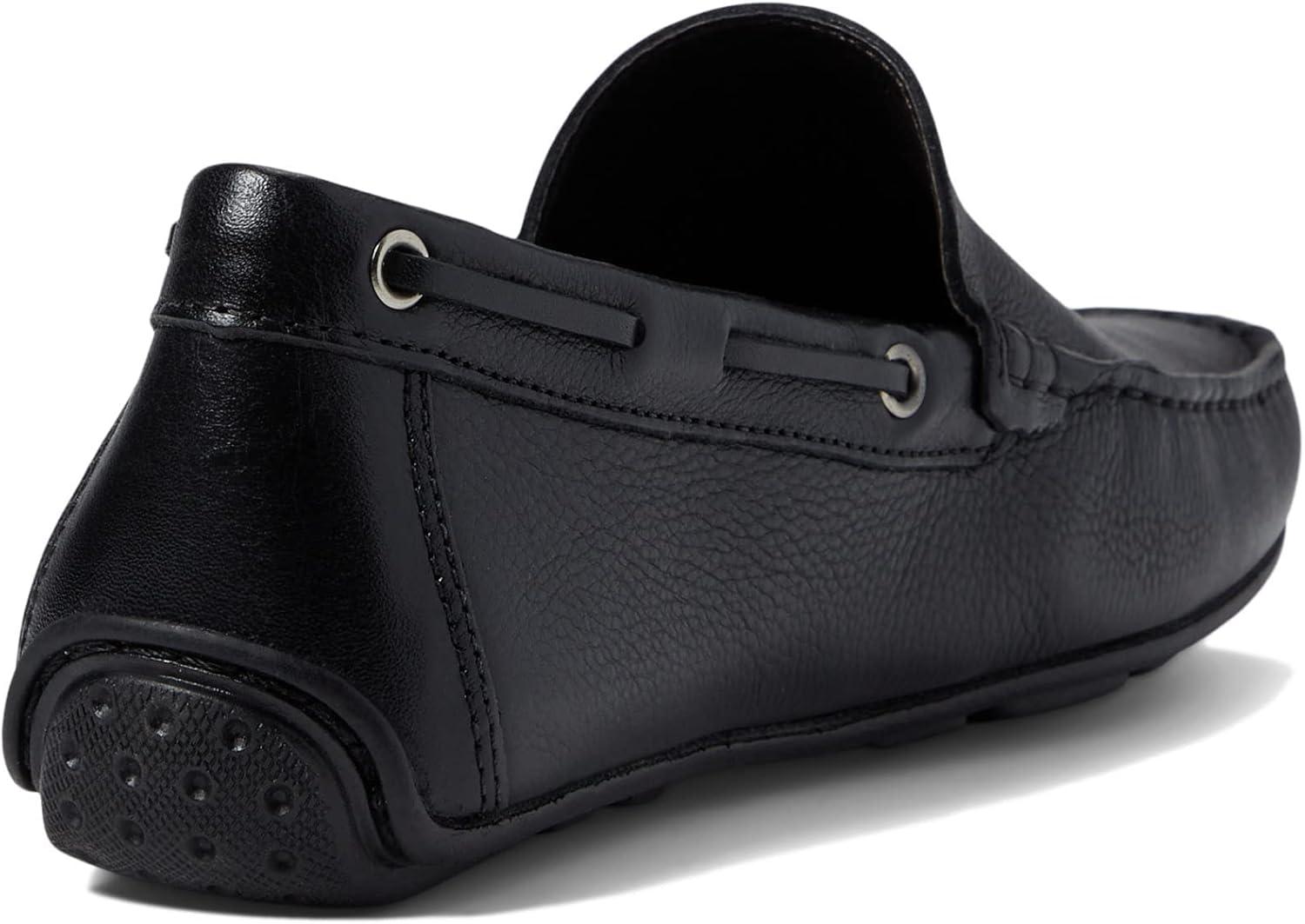 imageMens Genuine Leather Casual Slip On Venetian LoafersBlack Grainy