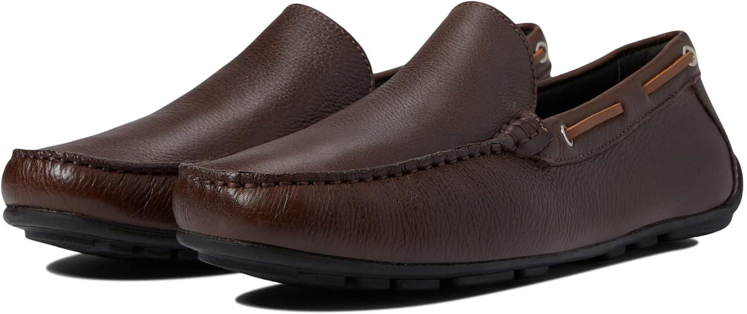 imageMens Genuine Leather Casual Slip On Venetian LoafersBrown Grainy