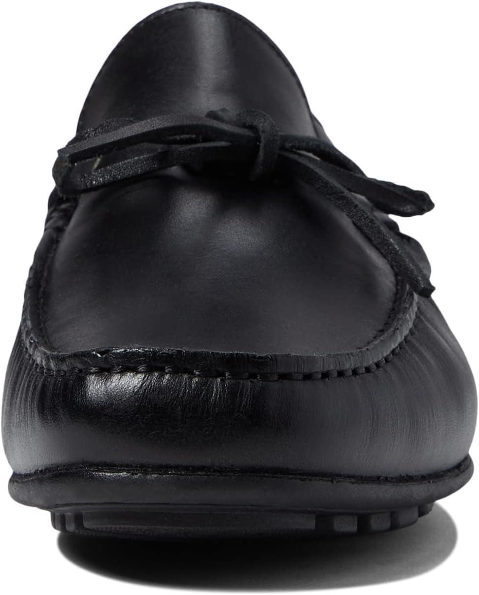 imageMens Genuine Leather Casual Slip on TieBow LoafersBlack Napa