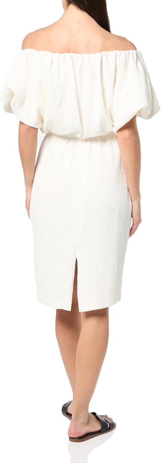 imageTrina Turk Womens Off The Shoulder Plisse DressWhitewash
