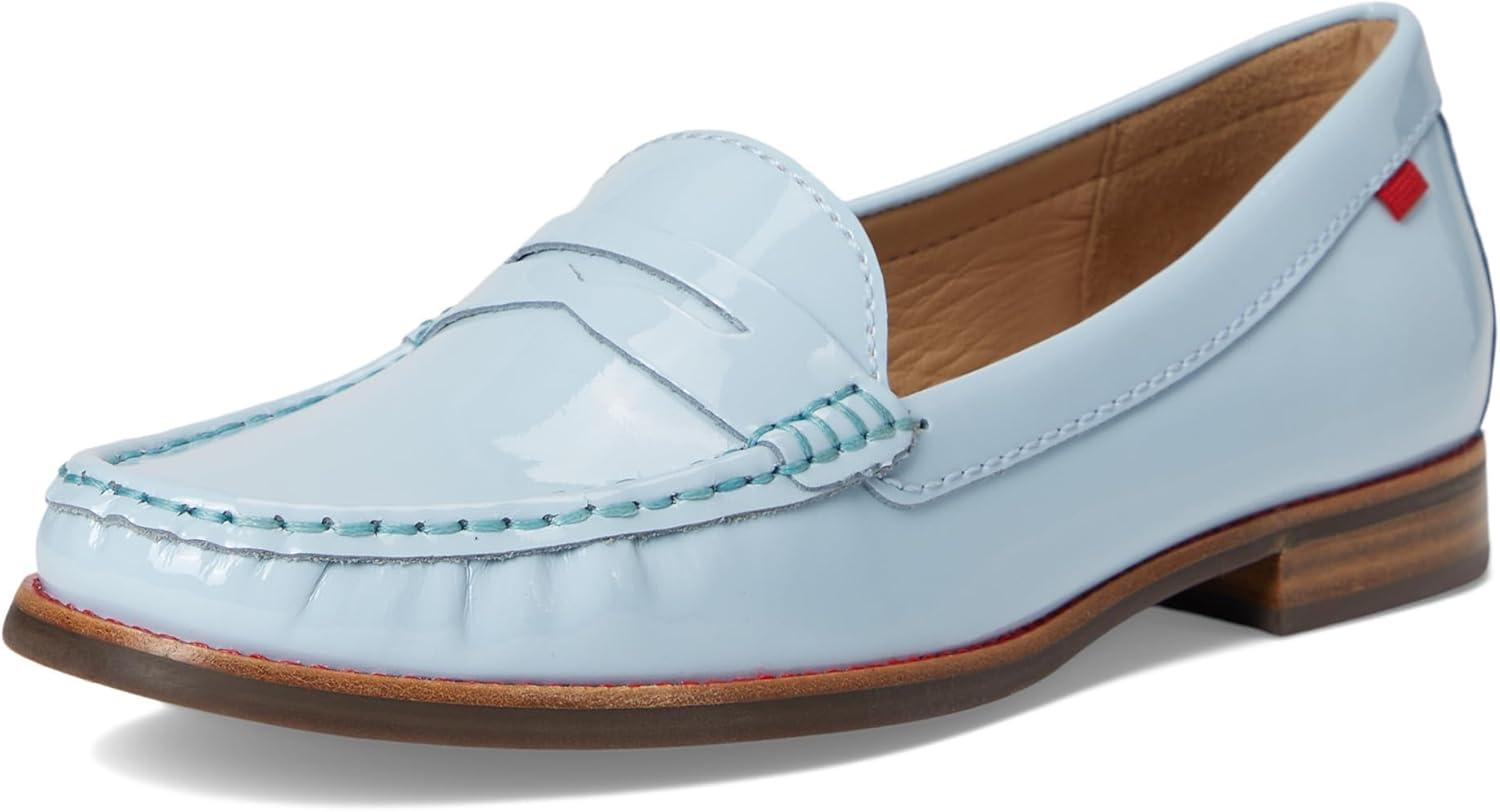 imageWomens Genuine Leather Comfort Slip on Penny LoafersBaby Blue Soft Patent