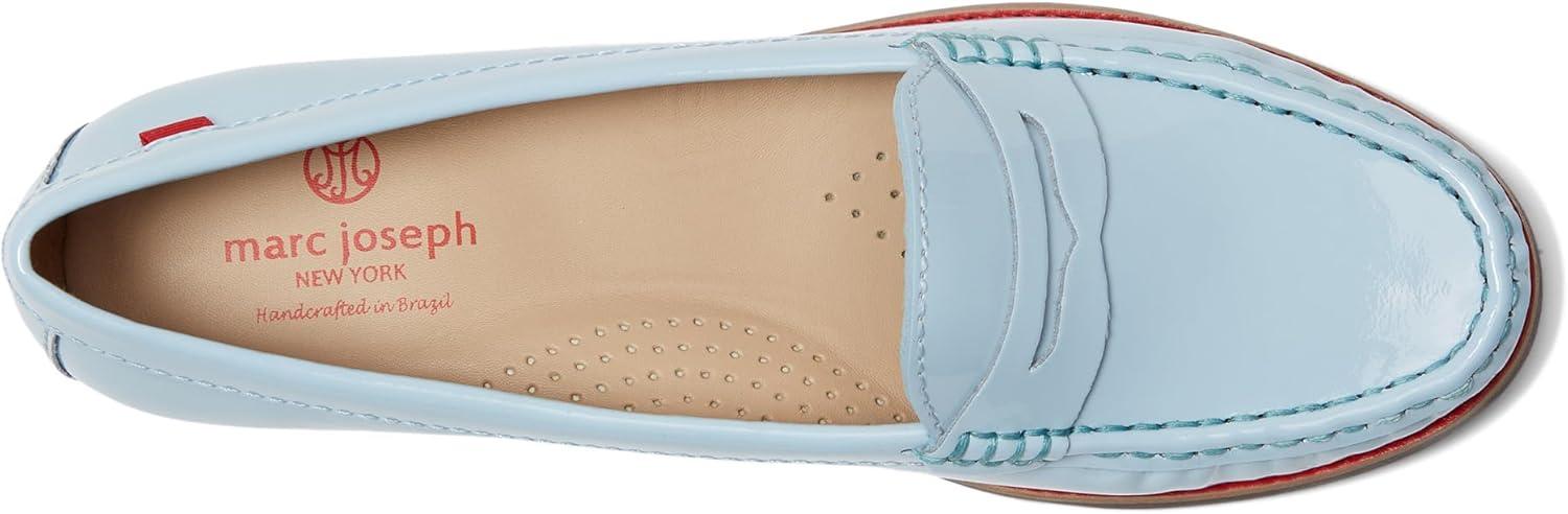 imageWomens Genuine Leather Comfort Slip on Penny LoafersBaby Blue Soft Patent