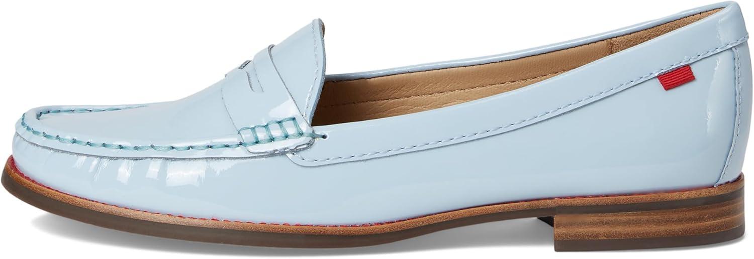 imageWomens Genuine Leather Comfort Slip on Penny LoafersBaby Blue Soft Patent