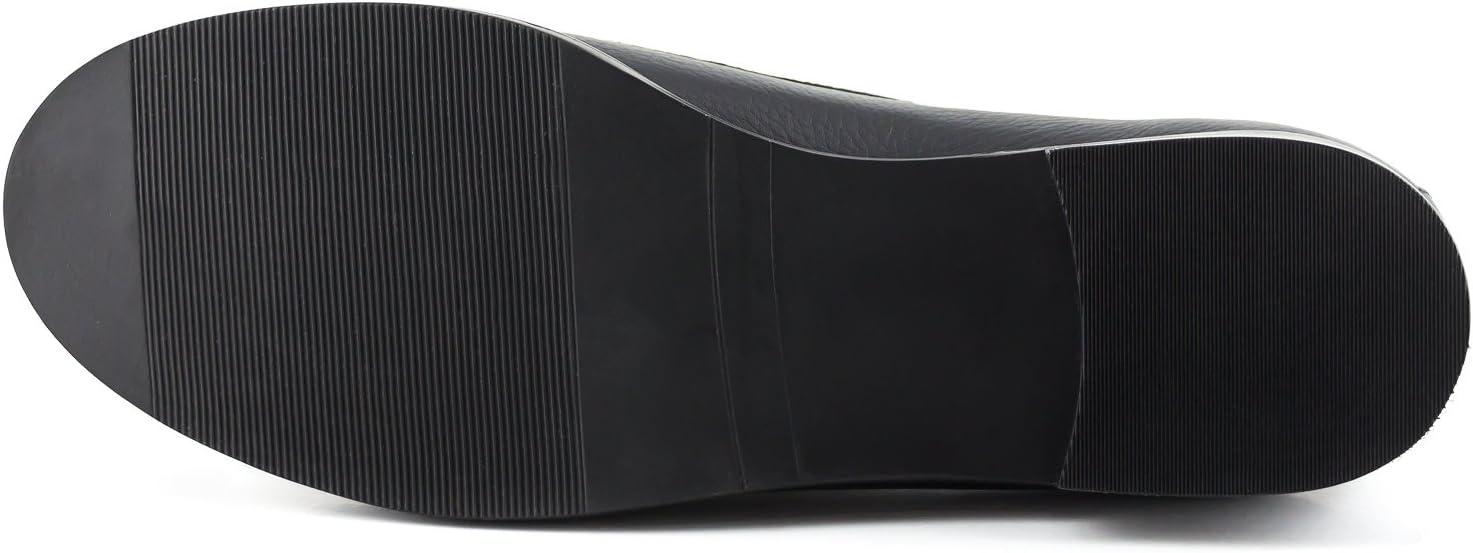 imageWomens Genuine Leather Comfort Slip on Penny LoafersBlack Grainy