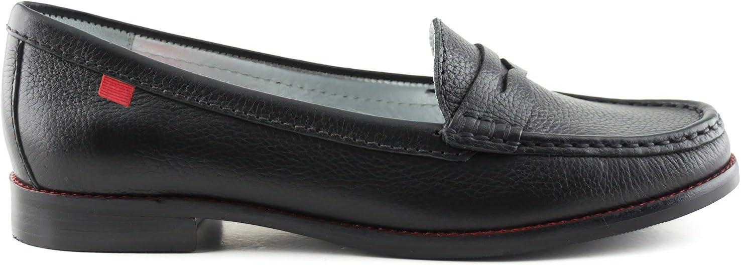 imageWomens Genuine Leather Comfort Slip on Penny LoafersBlack Grainy