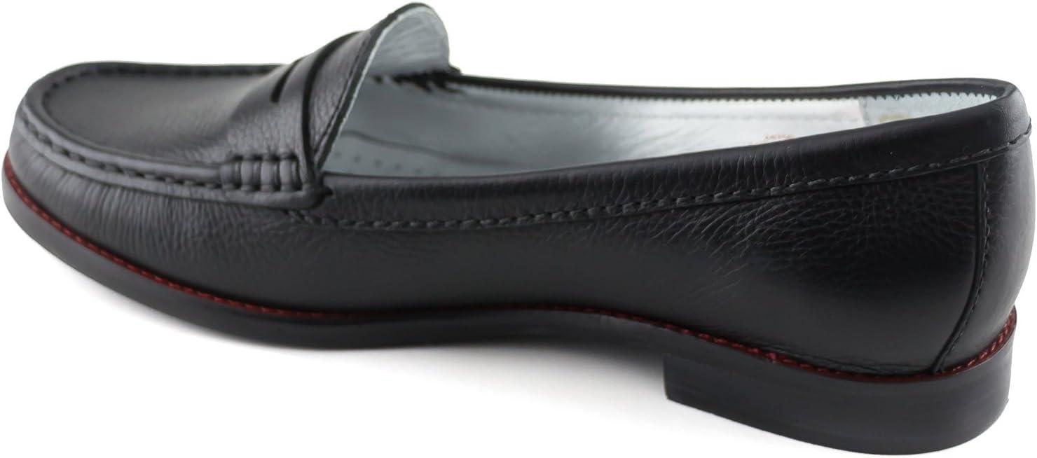 imageWomens Genuine Leather Comfort Slip on Penny LoafersBlack Grainy