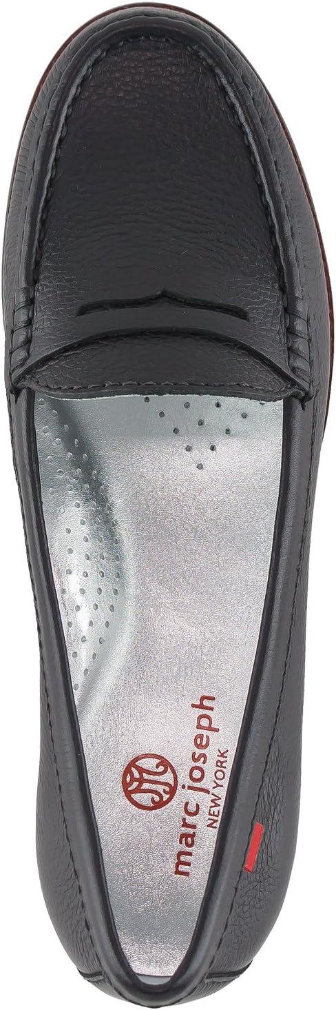 imageWomens Genuine Leather Comfort Slip on Penny LoafersBlack Grainy