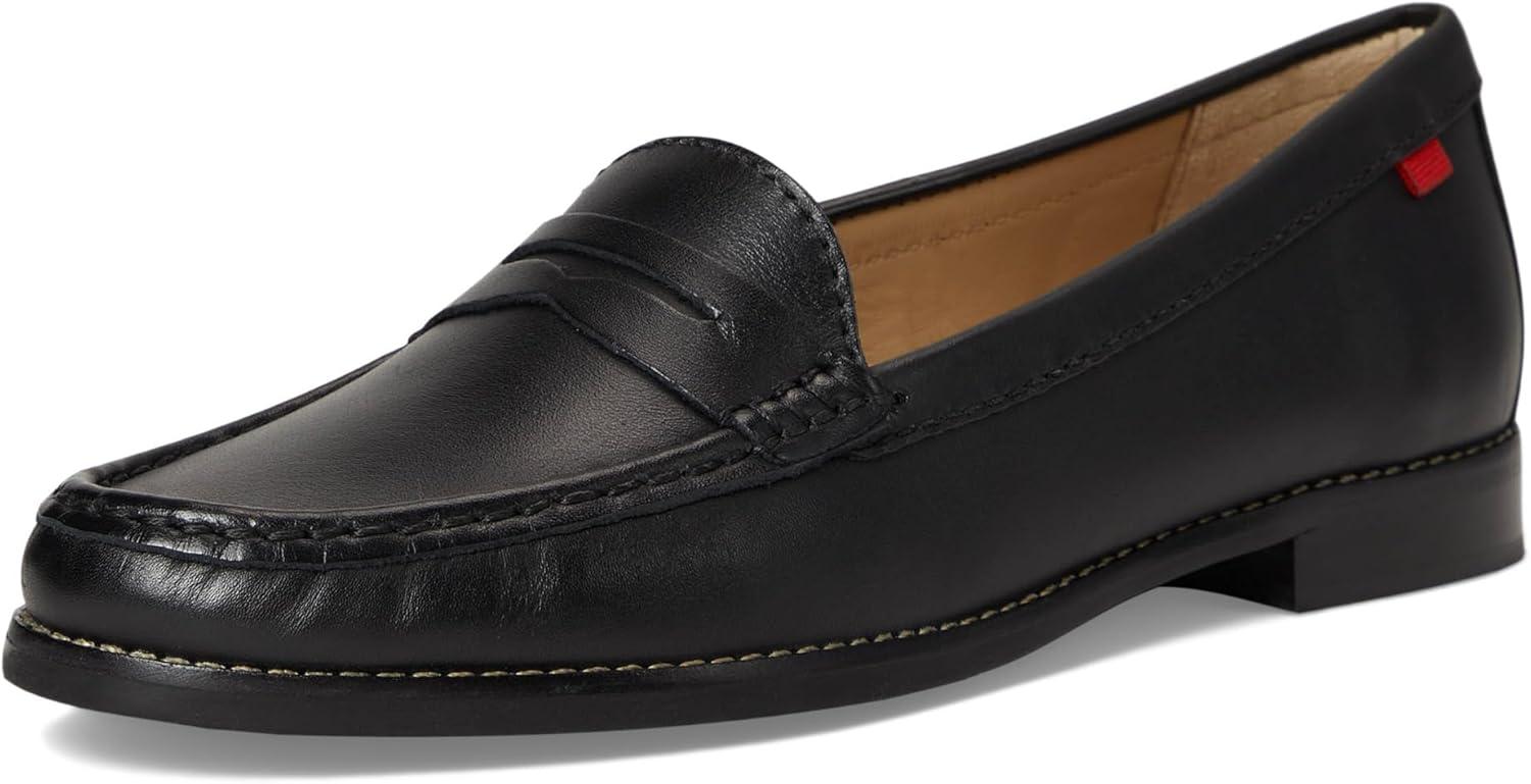 imageWomens Genuine Leather Comfort Slip on Penny LoafersBlack Napa