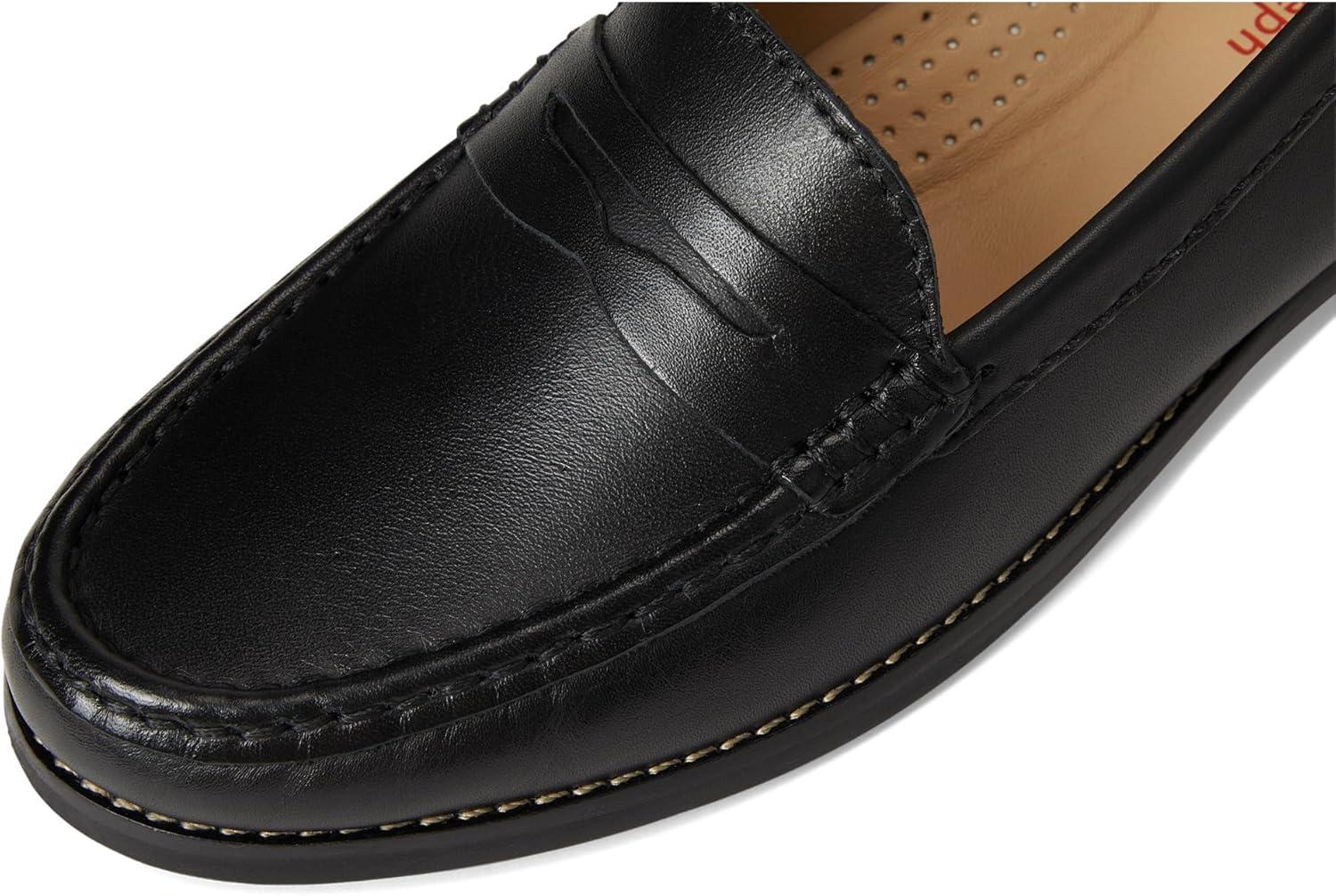 imageWomens Genuine Leather Comfort Slip on Penny LoafersBlack Napa