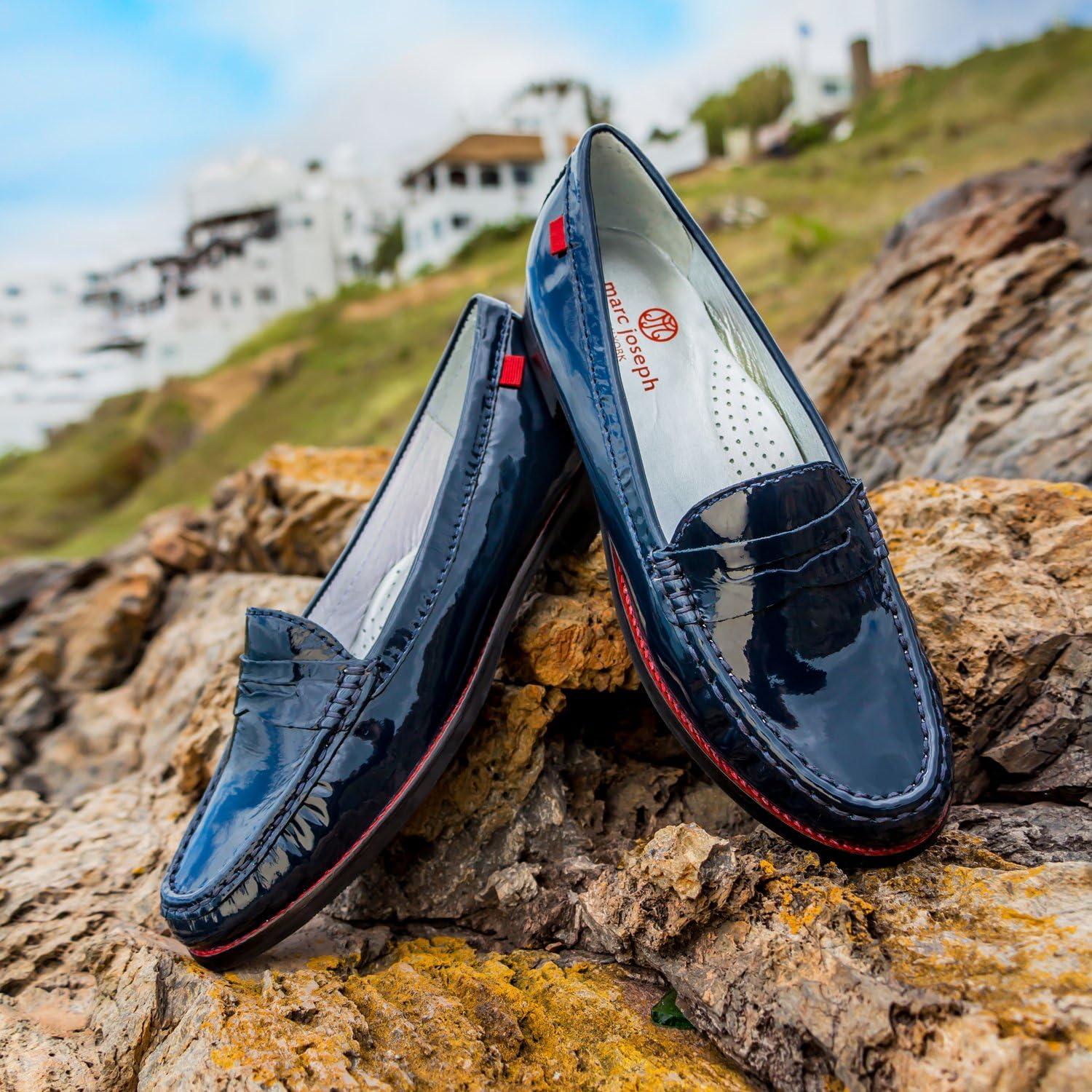 imageWomens Genuine Leather Comfort Slip on Penny LoafersBlack Patent