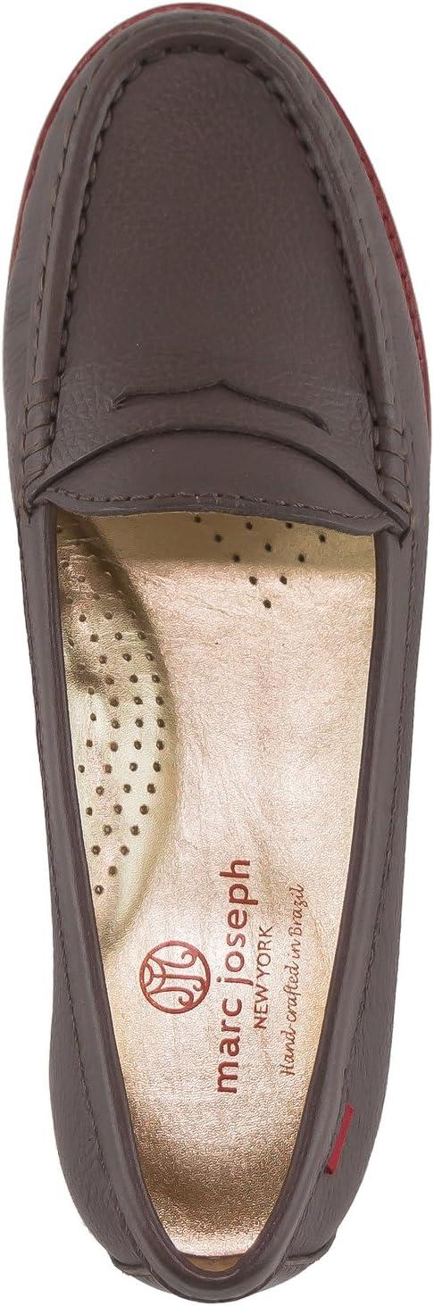 imageWomens Genuine Leather Comfort Slip on Penny LoafersBrown Grainy