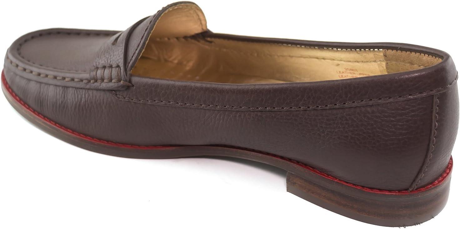 imageWomens Genuine Leather Comfort Slip on Penny LoafersBrown Grainy