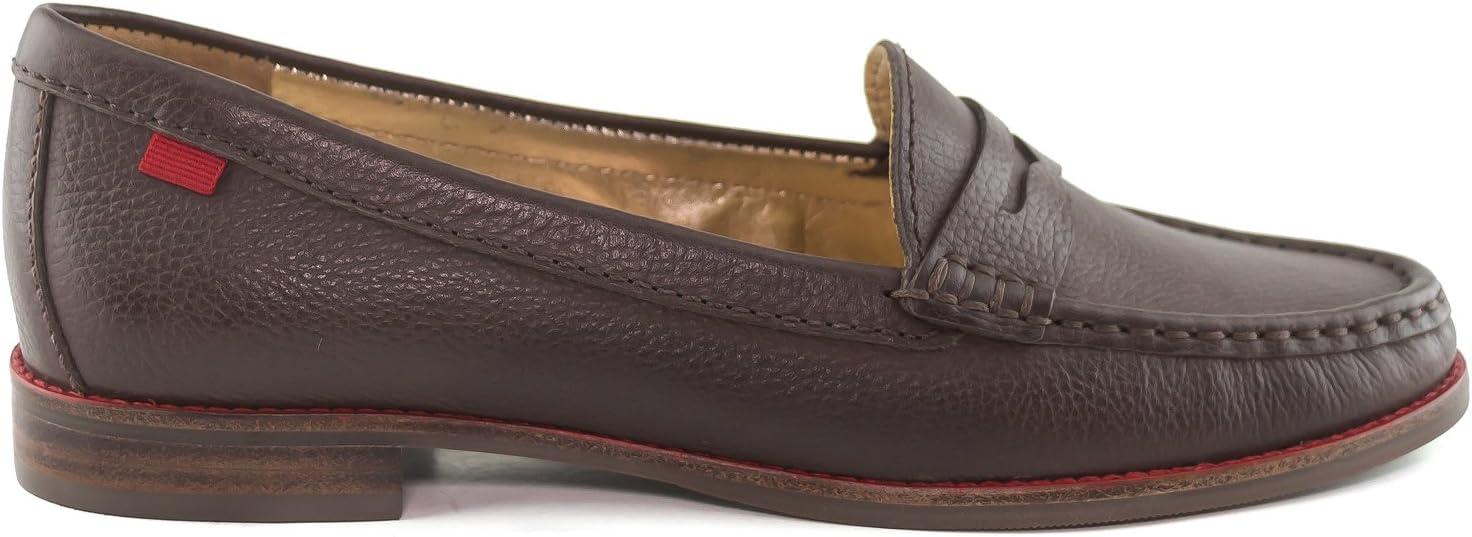 imageWomens Genuine Leather Comfort Slip on Penny LoafersBrown Grainy