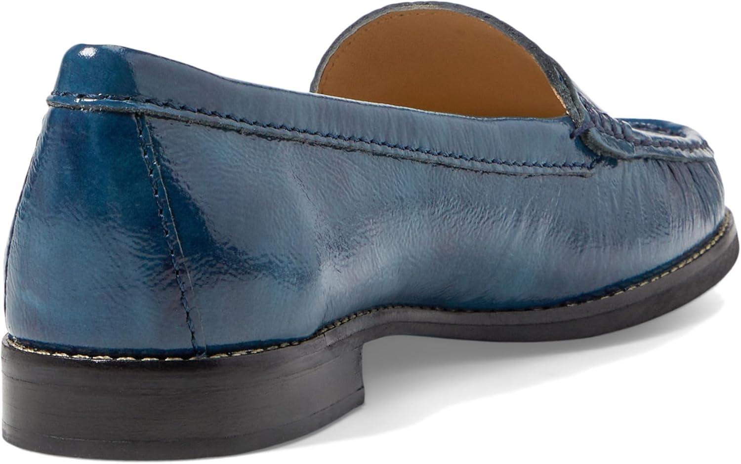imageWomens Genuine Leather Comfort Slip on Penny LoafersDenim Stained Patent