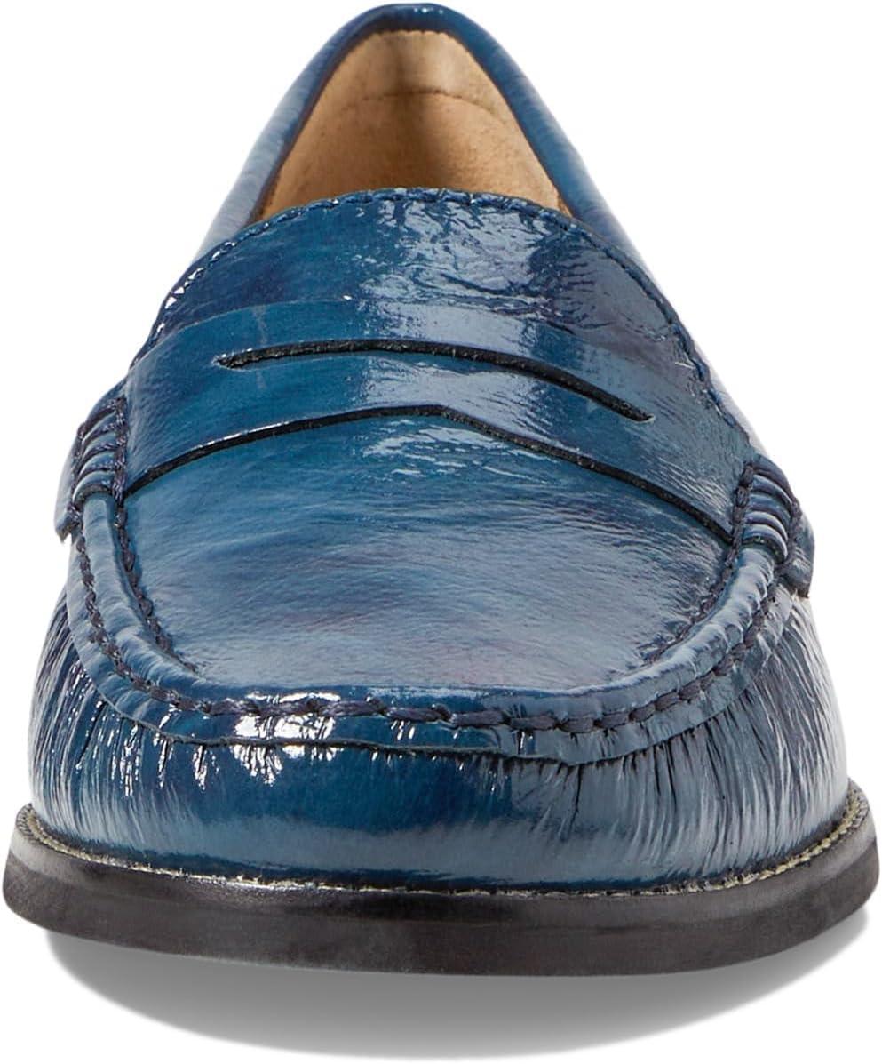 imageWomens Genuine Leather Comfort Slip on Penny LoafersDenim Stained Patent