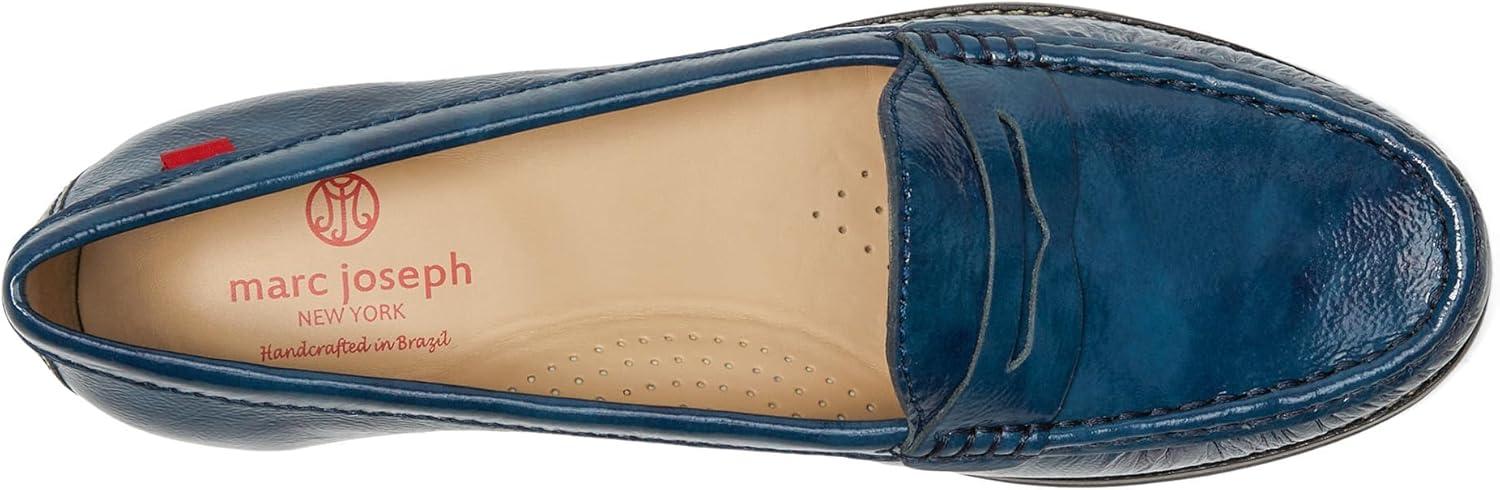 imageWomens Genuine Leather Comfort Slip on Penny LoafersDenim Stained Patent
