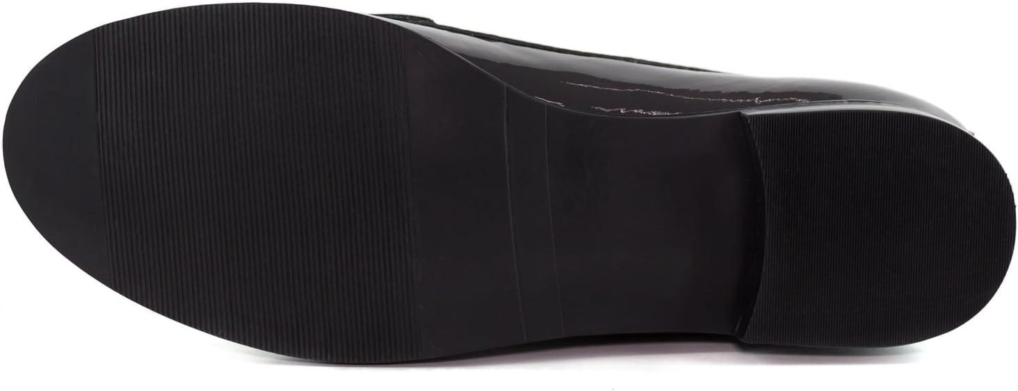 imageWomens Genuine Leather Comfort Slip on Penny LoafersGrey Patent