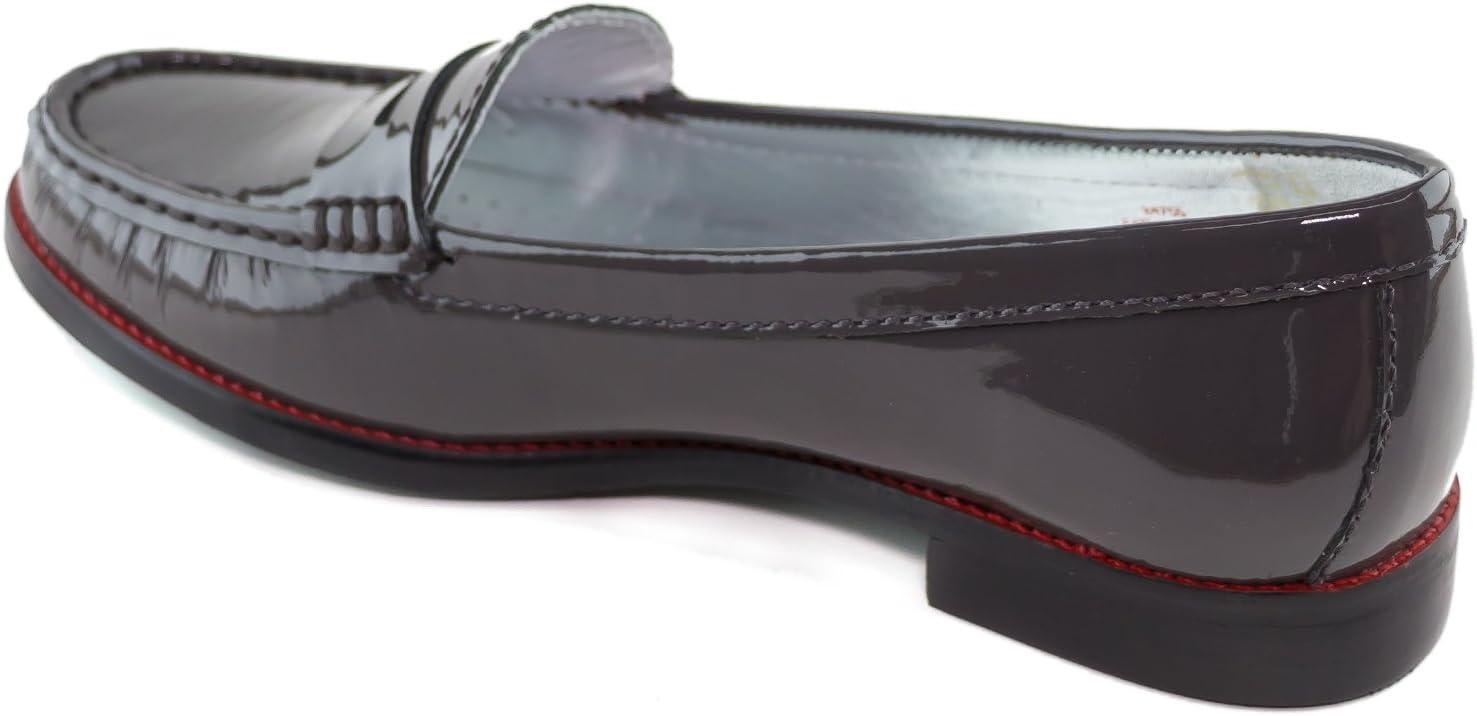 imageWomens Genuine Leather Comfort Slip on Penny LoafersGrey Patent