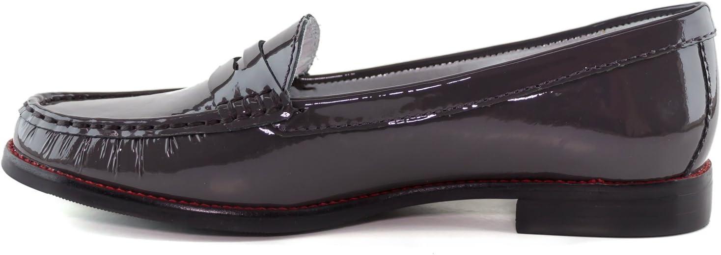 imageWomens Genuine Leather Comfort Slip on Penny LoafersGrey Patent