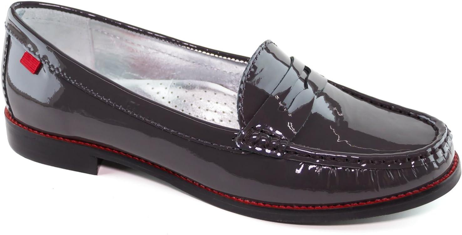 imageWomens Genuine Leather Comfort Slip on Penny LoafersGrey Patent
