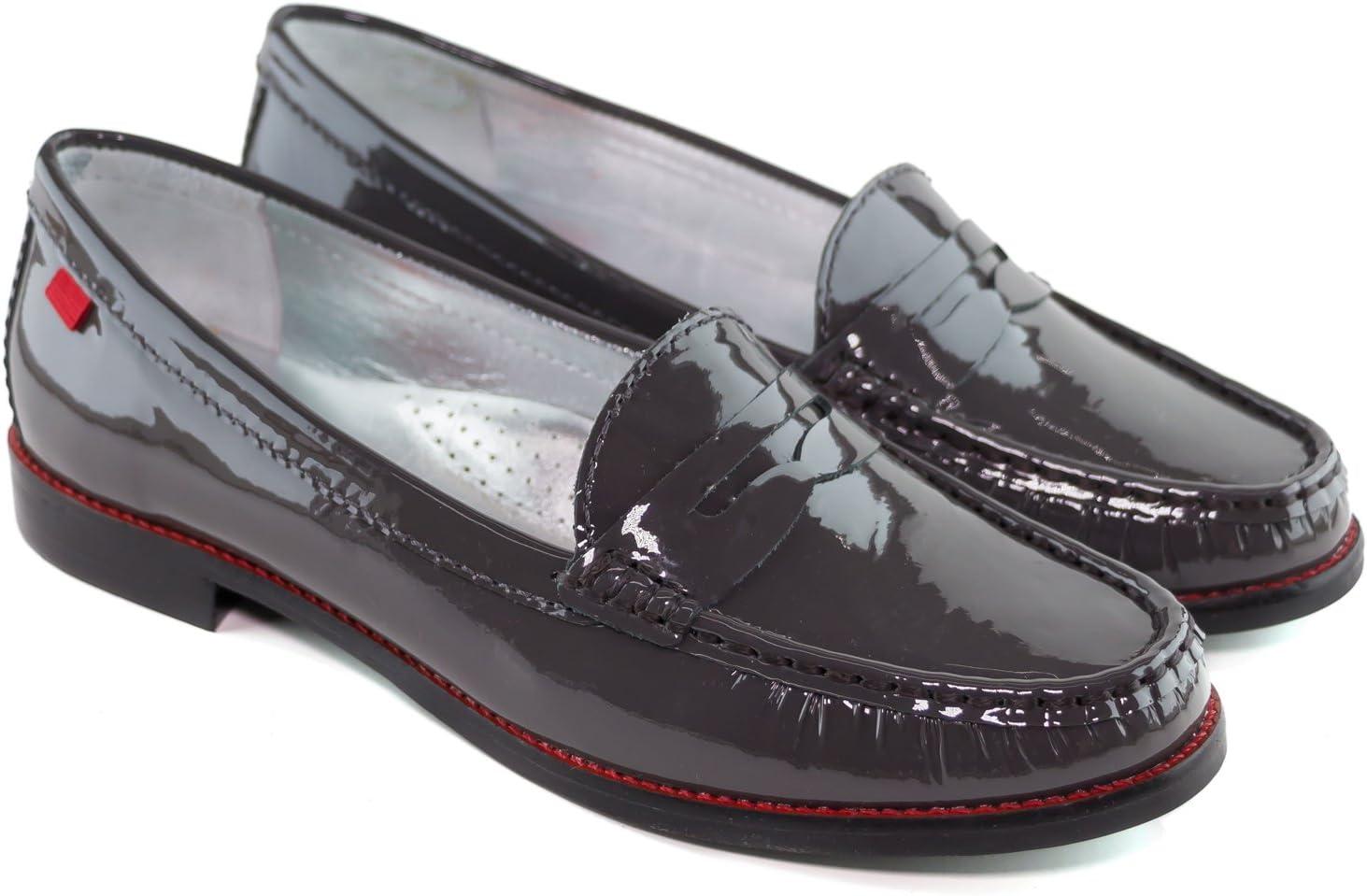 imageWomens Genuine Leather Comfort Slip on Penny LoafersGrey Patent
