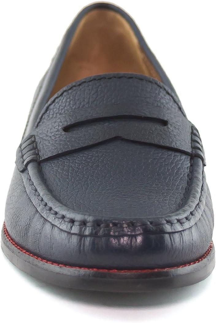imageWomens Genuine Leather Comfort Slip on Penny LoafersNavy Grainy