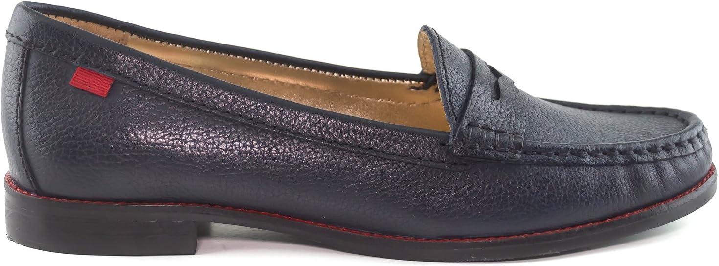 imageWomens Genuine Leather Comfort Slip on Penny LoafersNavy Grainy
