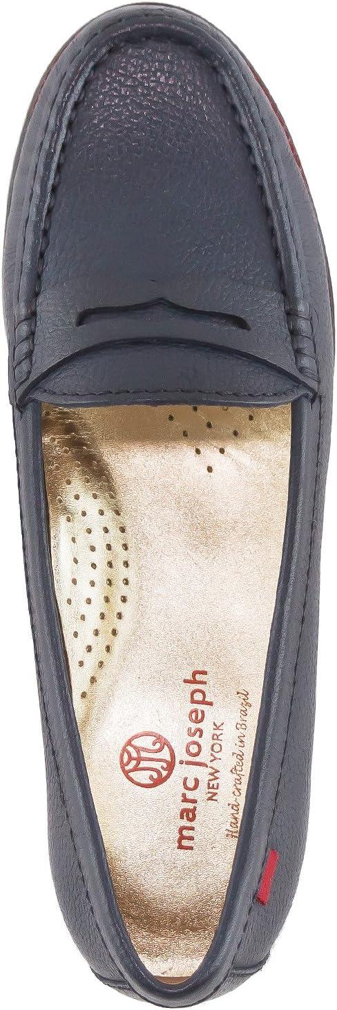 imageWomens Genuine Leather Comfort Slip on Penny LoafersNavy Grainy