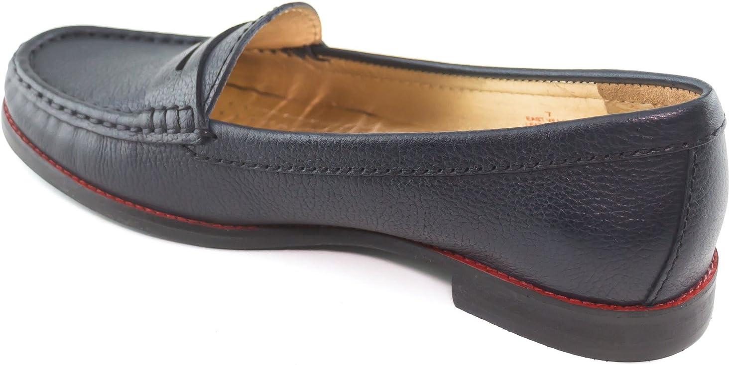 imageWomens Genuine Leather Comfort Slip on Penny LoafersNavy Grainy