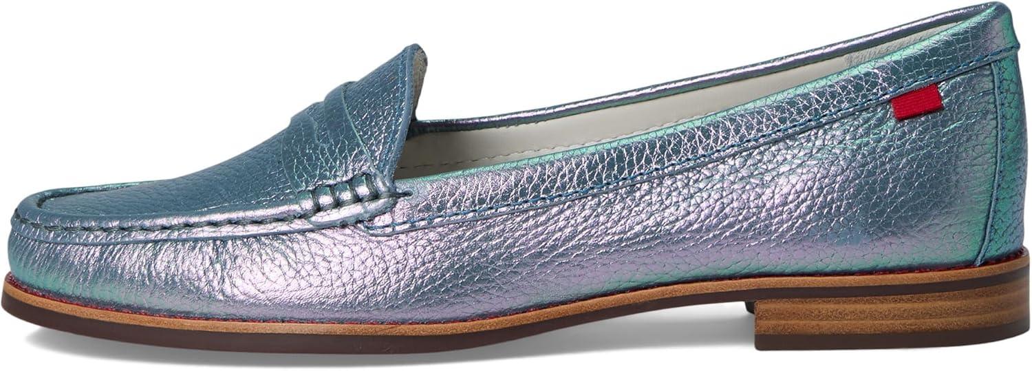 imageWomens Genuine Leather Comfort Slip on Penny LoafersOcean Prism Grainy