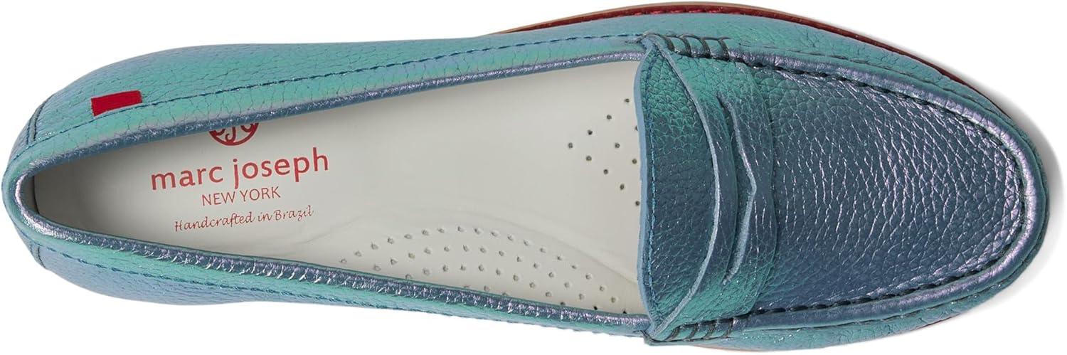 imageWomens Genuine Leather Comfort Slip on Penny LoafersOcean Prism Grainy