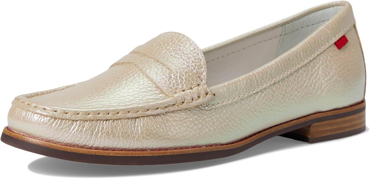 imageWomens Genuine Leather Comfort Slip on Penny LoafersOpal Glow Grainy