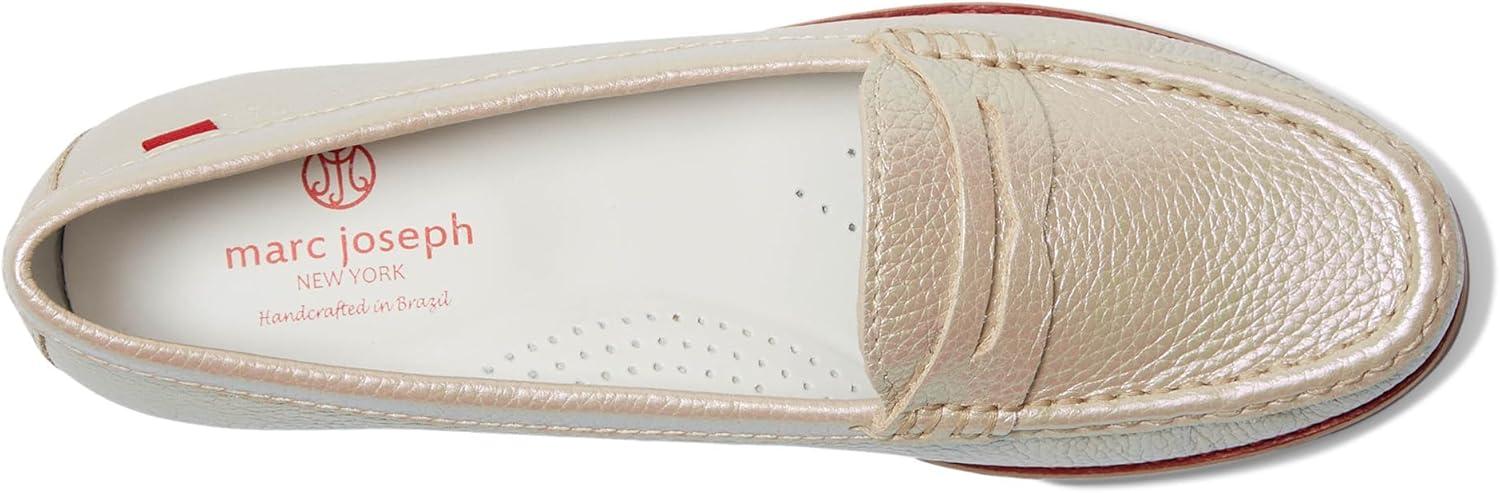 imageWomens Genuine Leather Comfort Slip on Penny LoafersOpal Glow Grainy