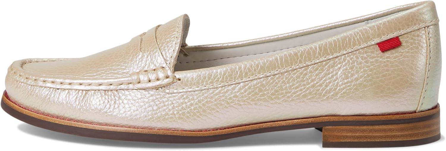 imageWomens Genuine Leather Comfort Slip on Penny LoafersOpal Glow Grainy