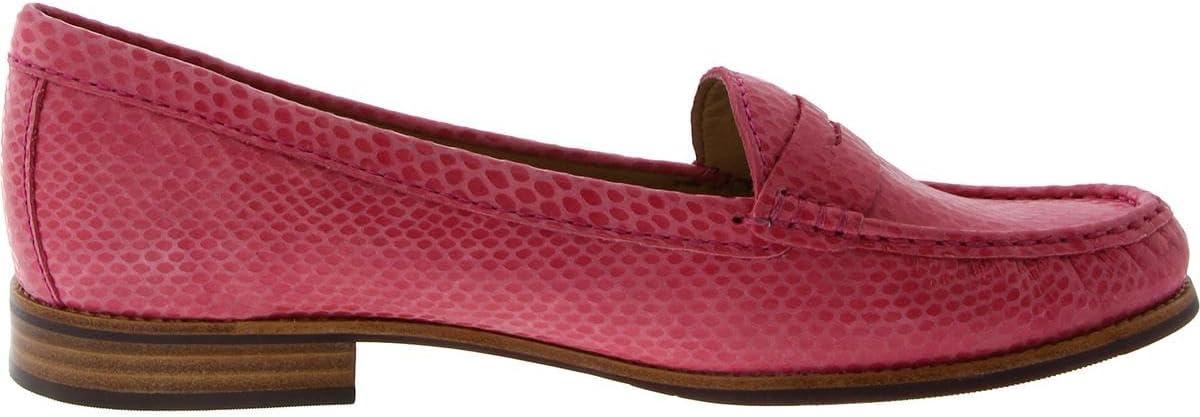 imageWomens Genuine Leather Comfort Slip on Penny LoafersPink Snake