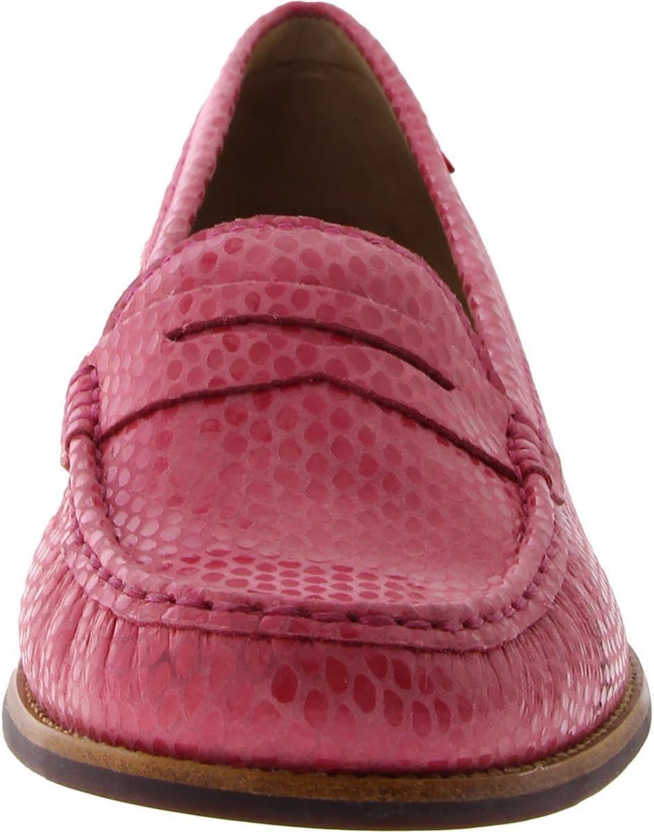 imageWomens Genuine Leather Comfort Slip on Penny LoafersPink Snake