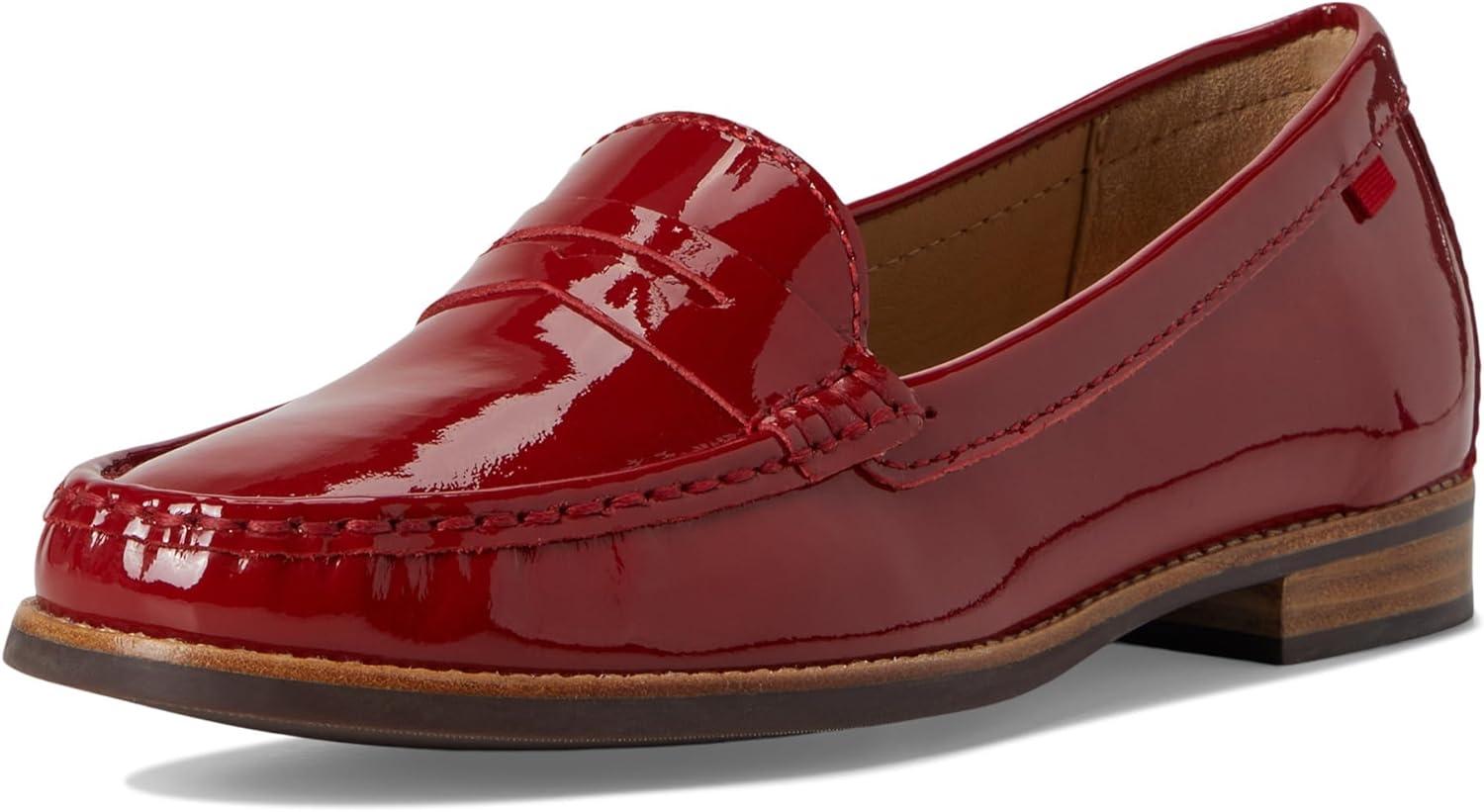 imageWomens Genuine Leather Comfort Slip on Penny LoafersRed Patent