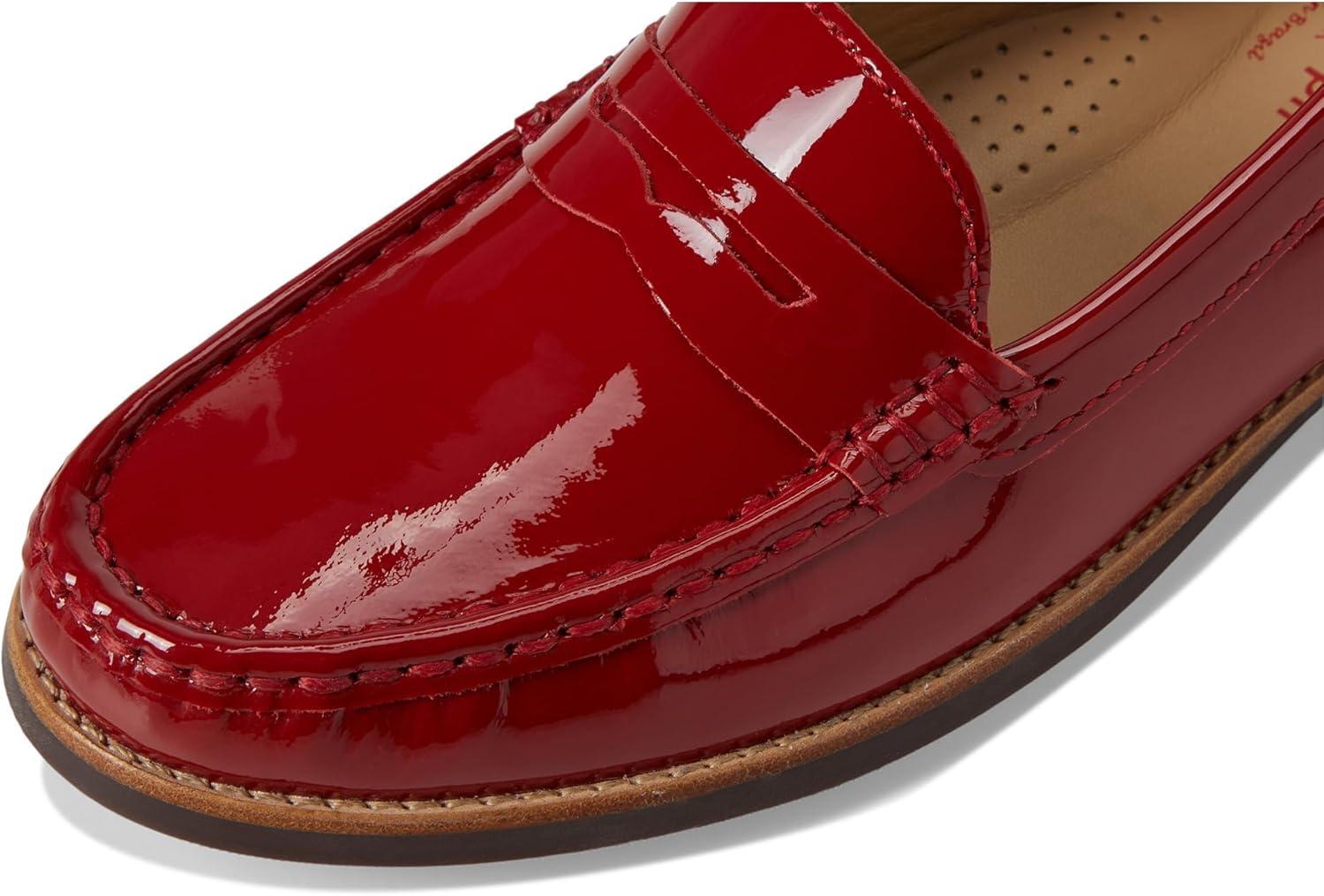 imageWomens Genuine Leather Comfort Slip on Penny LoafersRed Patent