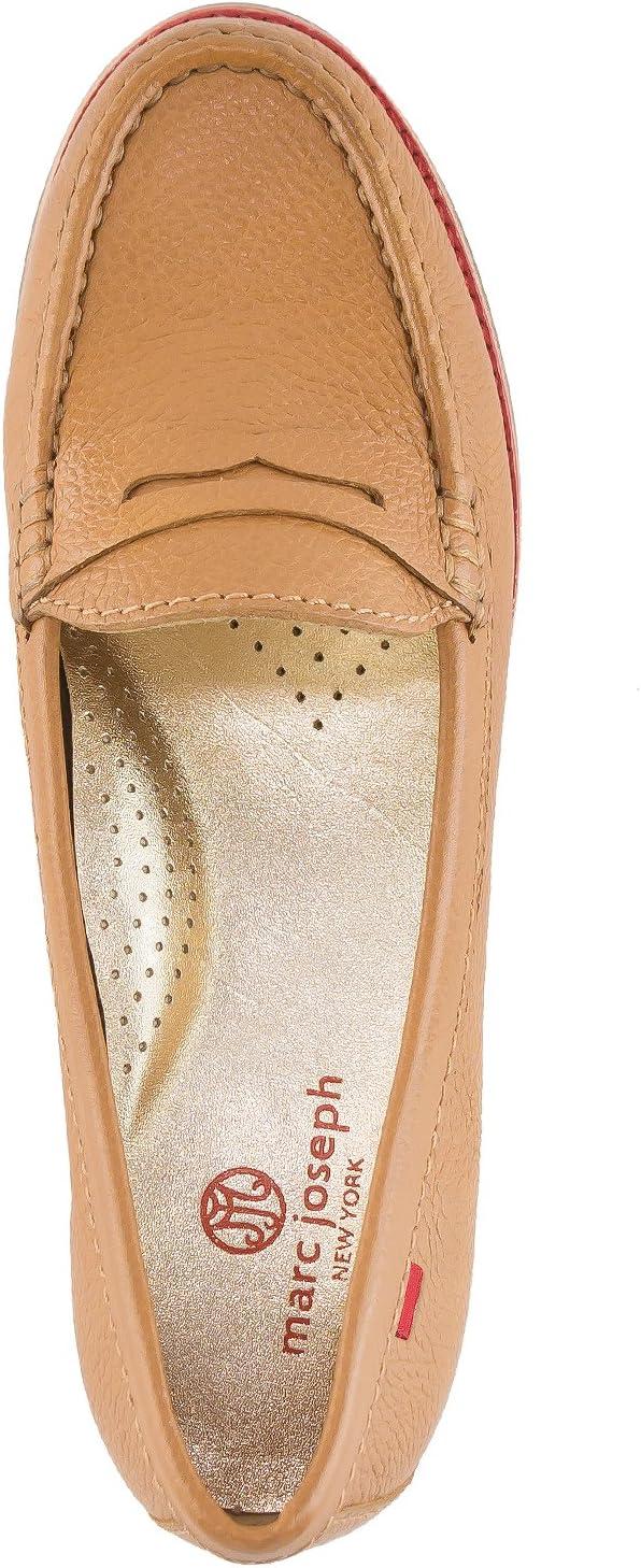 imageWomens Genuine Leather Comfort Slip on Penny LoafersTan Grainy