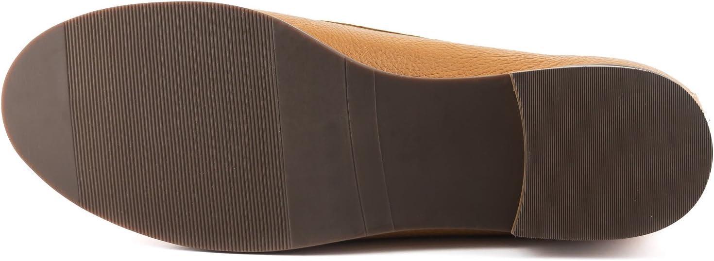 imageWomens Genuine Leather Comfort Slip on Penny LoafersTan Grainy