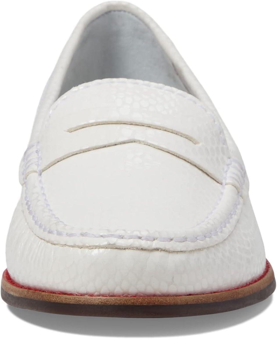 imageWomens Genuine Leather Comfort Slip on Penny LoafersWhite Snake