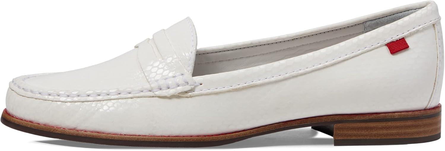imageWomens Genuine Leather Comfort Slip on Penny LoafersWhite Snake