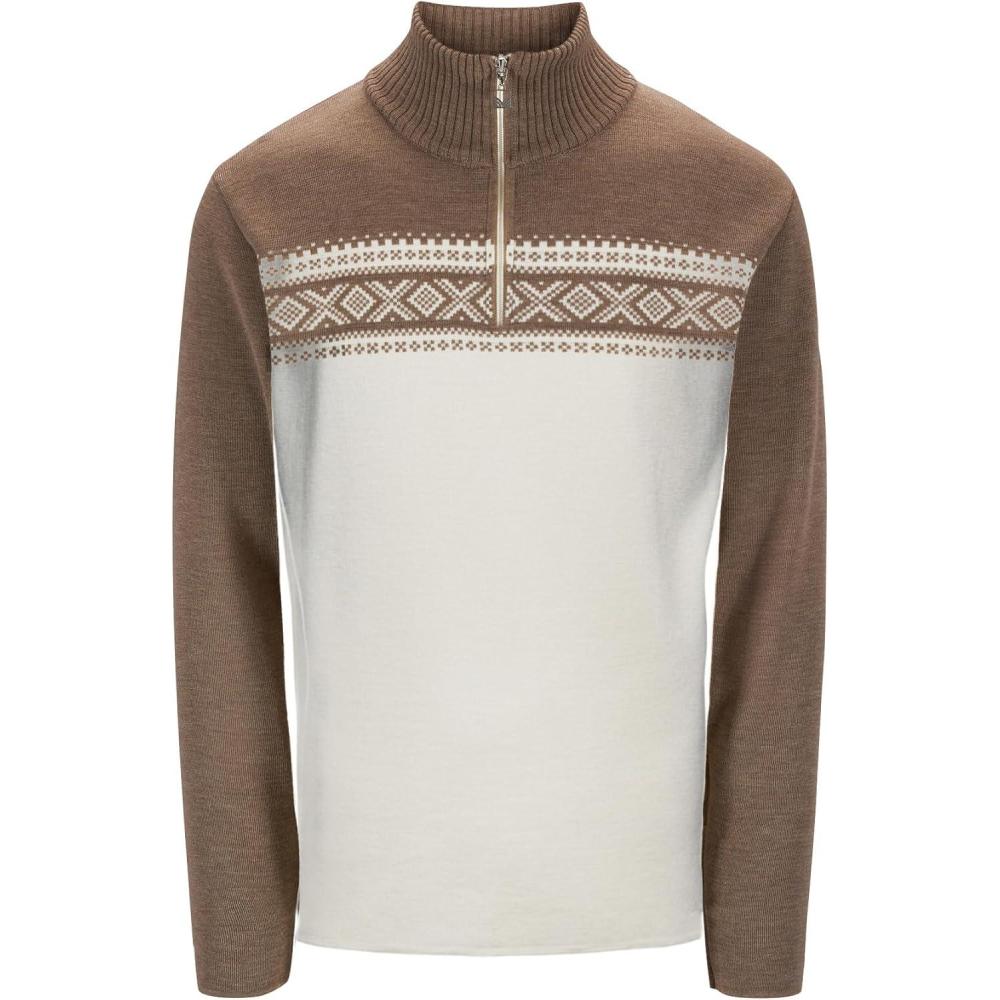 imageDale of Norway Dalestolen Mens Sweater  Merino Wool Mock Neck Sweater for Men  Quarter Zip Pullover High Neck Ski SweaterMountainstone Offwhite